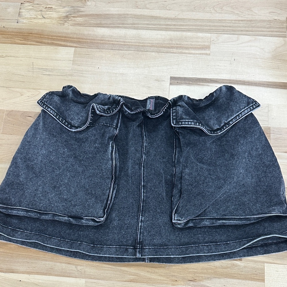 Free People Washed Black Mini Skirt